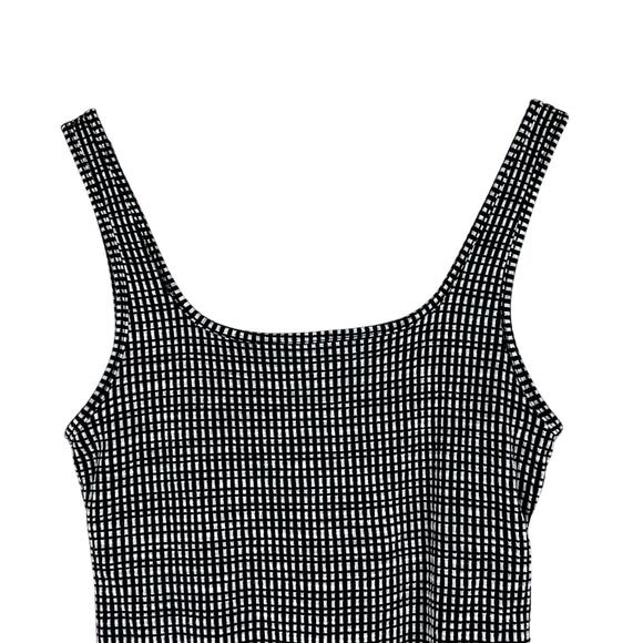 Caution to the Wind Bodysuit Womens S Black White Checker Print 90s Clean Girl - Picture 3 of 5